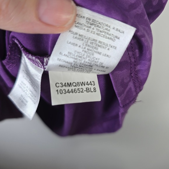 Evan Picone Purple Animal Print Top Womens L Short Sleeve Blouse - Picture 5 of 5